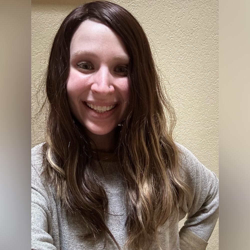 Human Hair Wig, silk top, 24 inches, brown, ombre